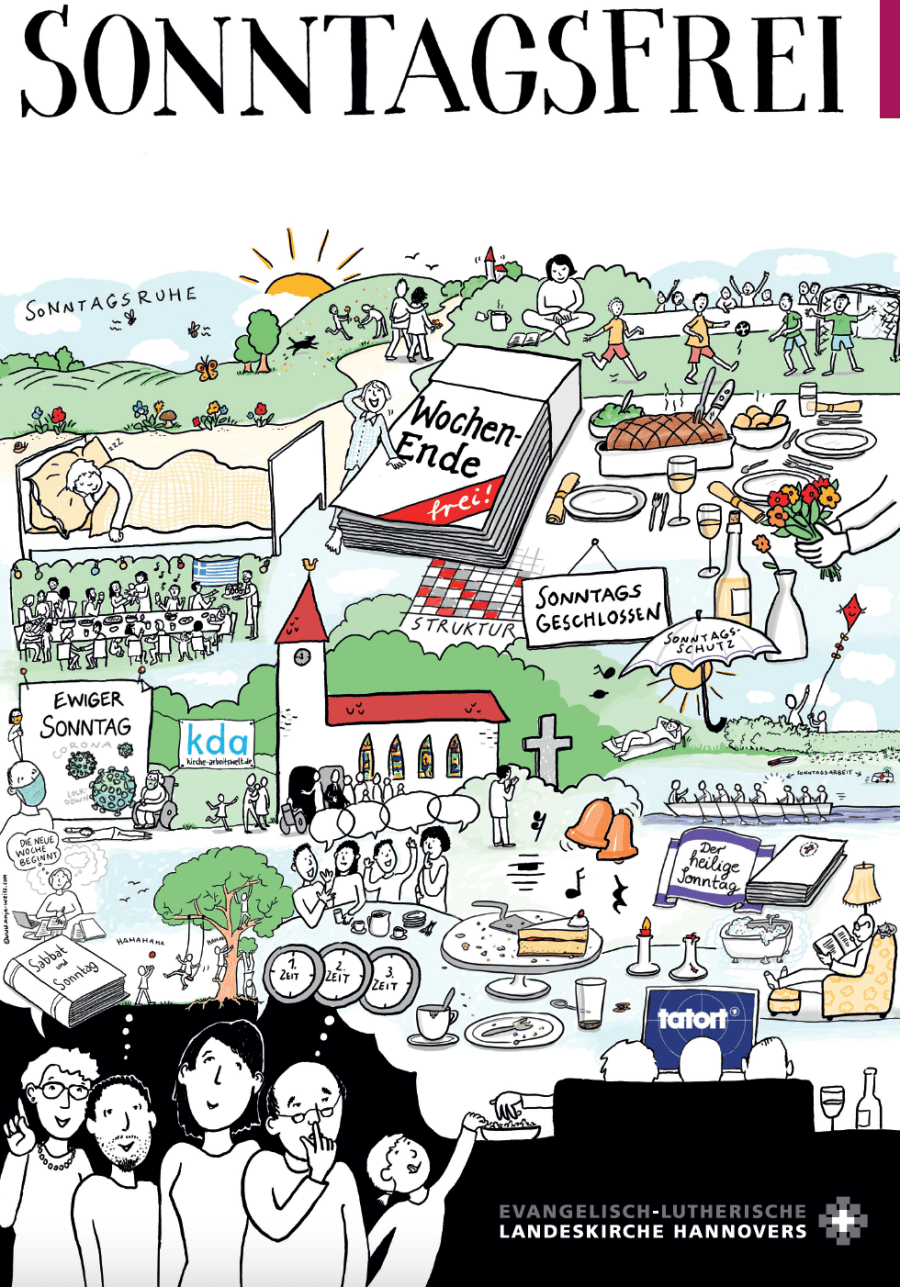 Wimmelbild zum Sonntag als Ruhetag